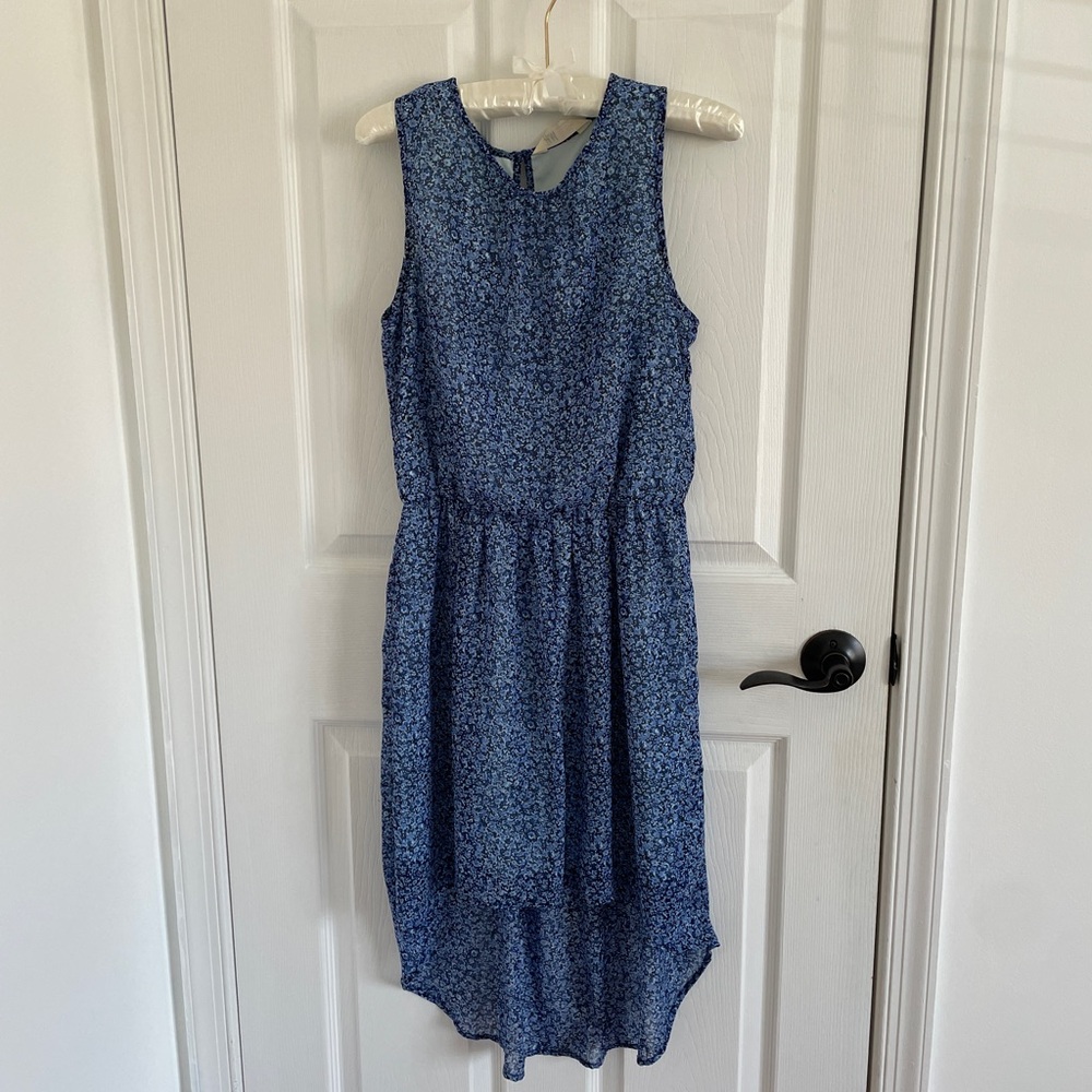 h&m floral high low dress with cinched waist detail